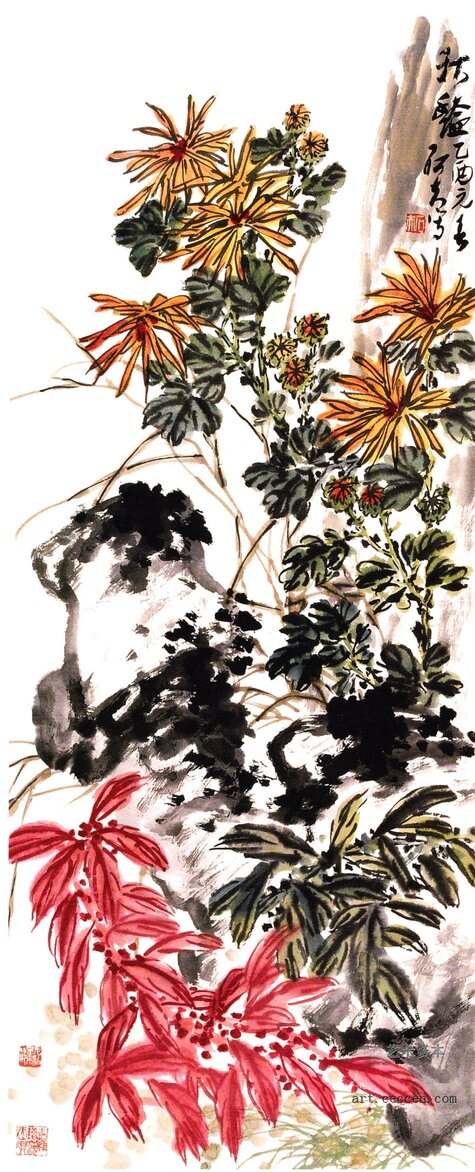 秋艳 136x48cm 纸本墨笔 郭石夫